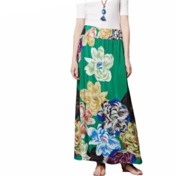 🌹ANTHROPOLOGIE LEIFSDOTTIR SILK FLORAL MAXI SKIRT - Picture 1 of 8